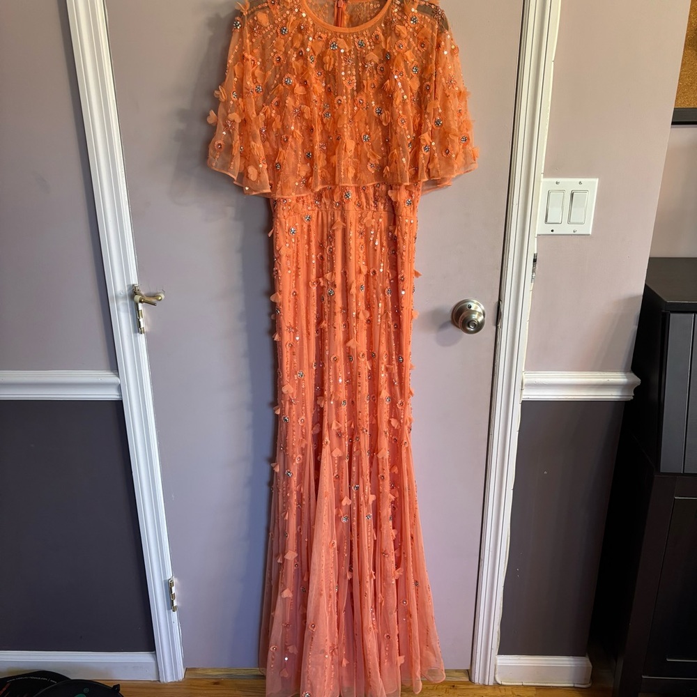 Mac Duggal  Elegant Orange Beaded Gown